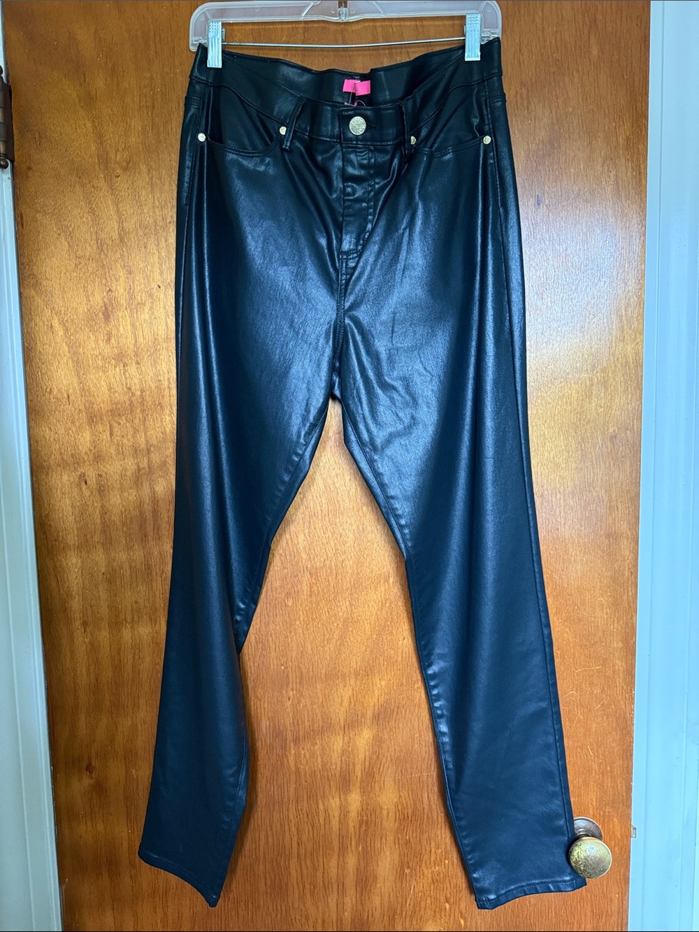 Lilly Pulitzer Black Faux Leather Straight-Leg Jeans